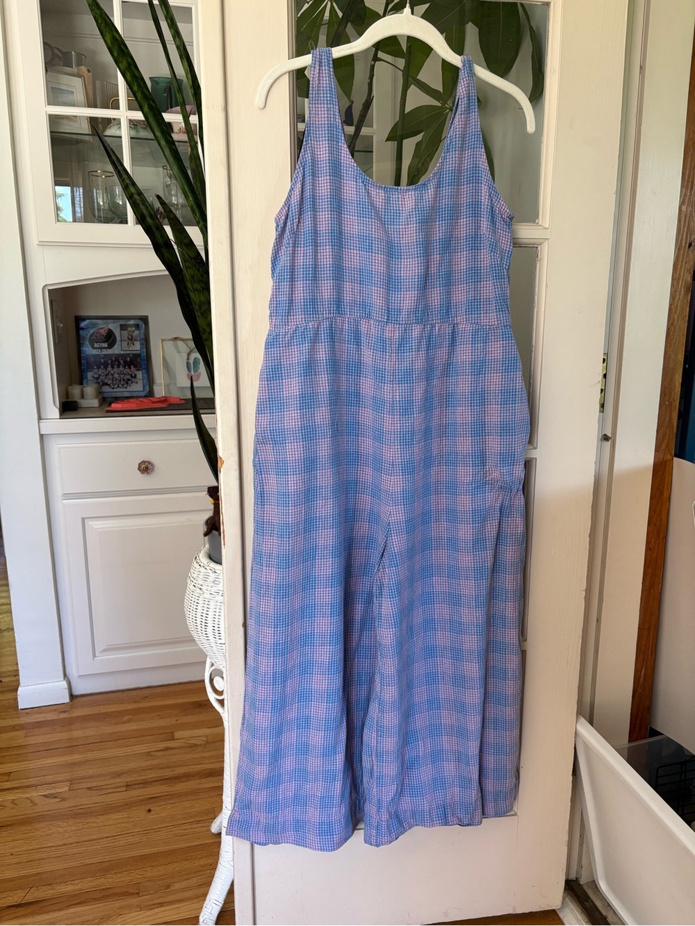 Patagonia Pink and Blue Plaid Sleeveless Jumpsuit - Picture 3 of 3